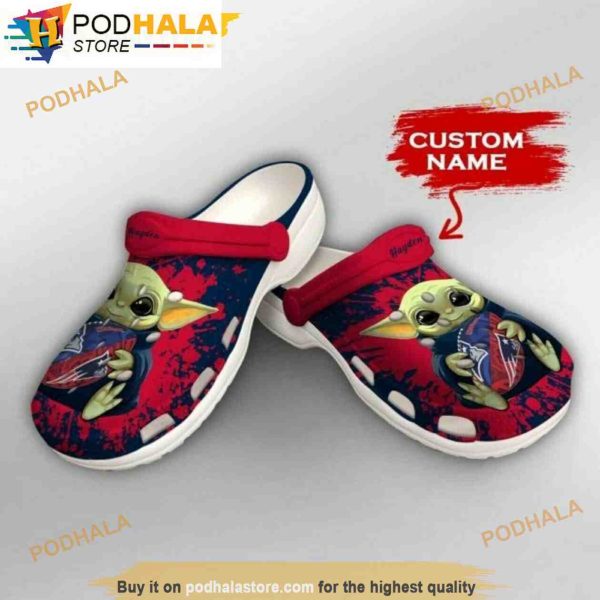 Personalized New England Patriots Nfl Baby Yoda 3D Funny Crocs