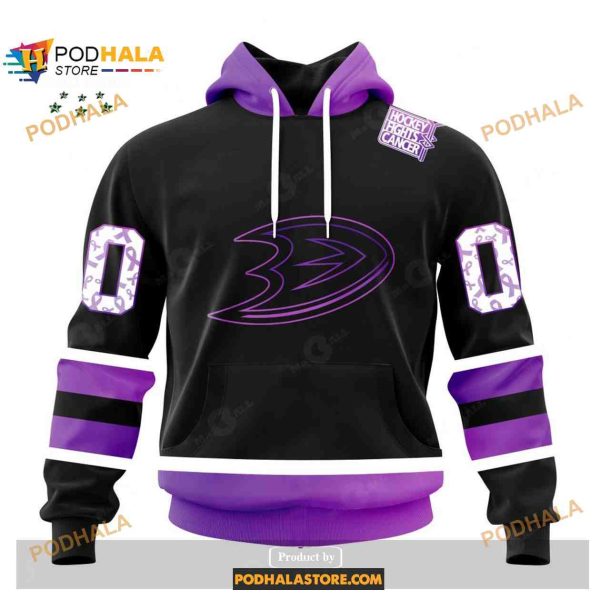 Personalized NHL Anaheim Ducks Special Black Hockey Fights Cancer Kits New Version Hoodie 3D