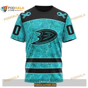 Personalized Nhl Anaheim Ducks Special Design Fight Ovarian Cancer Hoodie 3d 3