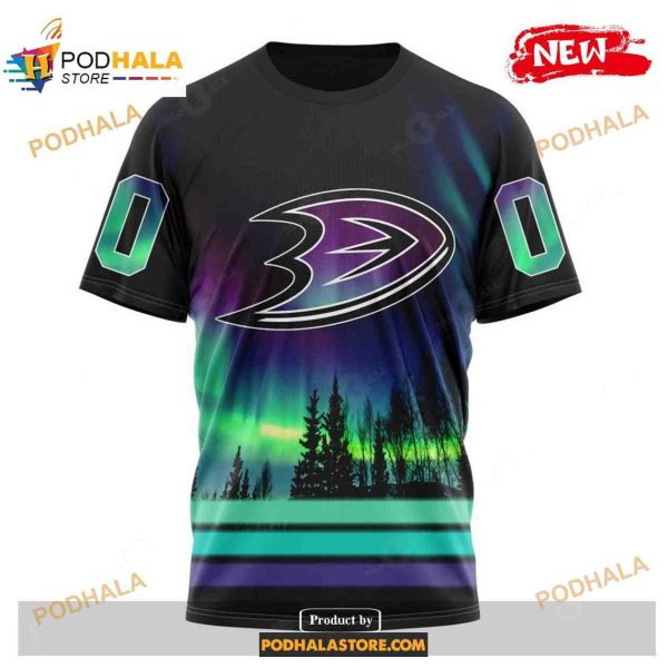 Personalized NHL Anaheim Ducks Special Design With Northern Lights Hoodie 3D