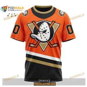NHL Anaheim Ducks Custom Name Number White Orange Reverse Retro 2022 Jersey  Zip Up Hoodie