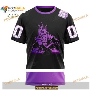Personalized Nhl Arizona Coyotes Special Black Hockey Fights Cancer Shirt Hoodie 3d 3