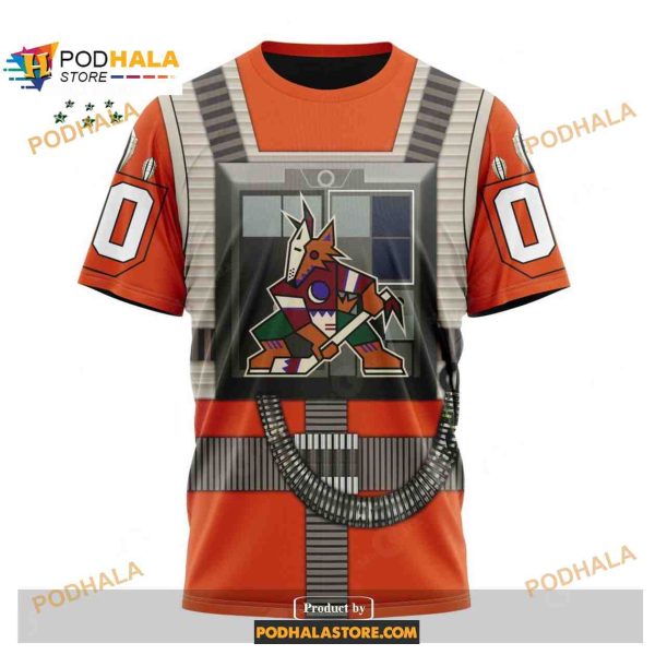 Personalized NHL Arizona Coyotes Star Wars Rebel Pilot Design Shirt Hoodie 3D