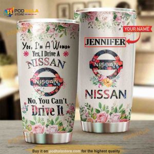 Personalized Nissan Woman Flower Gift Travel Custom Coffee Tumbler