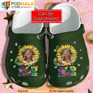 Personalized Old Hippie Sunflower Weed 3D Funny Crocs
