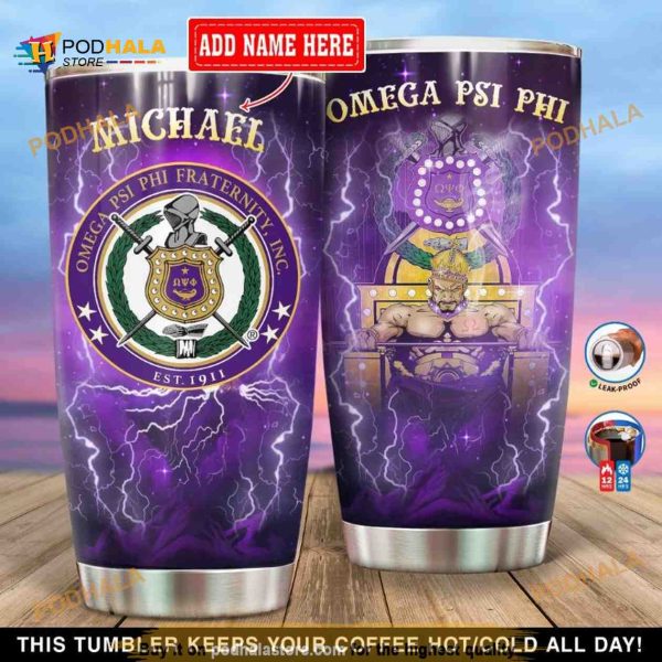 Personalized Omega Psi Phi King Gift Travel Custom Coffee Tumbler