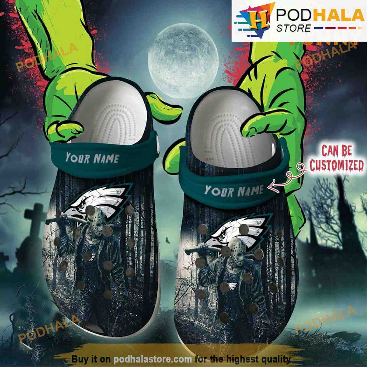 Personalized Philadelphia Eagles 3D Funny Crocs, Friday The 13th