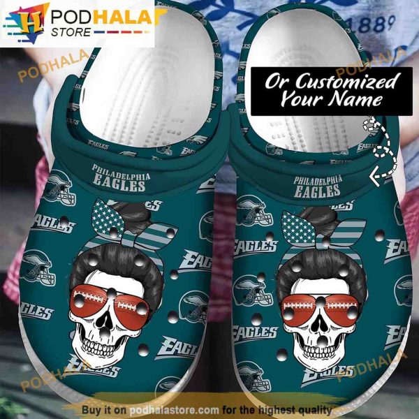 Personalized Philadelphia Eagles Skull Girl Nfl 3D Funny Crocs