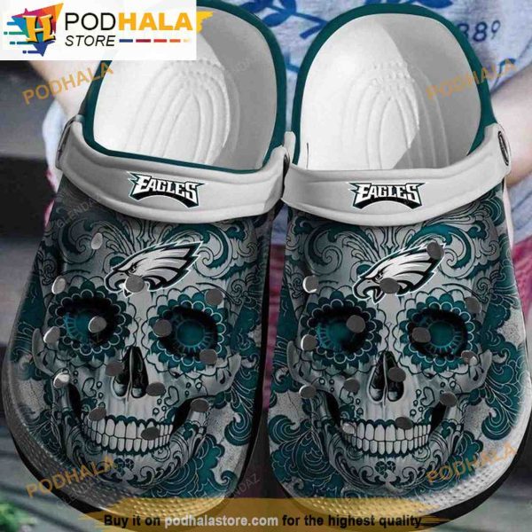 Personalized Philadelphia Eagles Sugar Skull 3D Funny Crocs Slippers