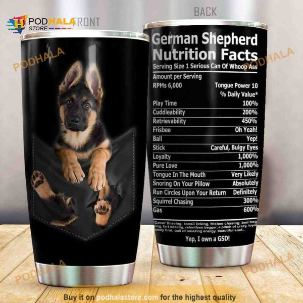 Personalized Pocket German Shepherd Print Custom Coffee Tumbler