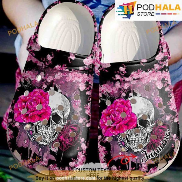 Personalized Rose Skull 3D Funny Crocs