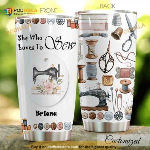 Personalized Sewing Icon Gift Travel Custom Coffee Tumbler
