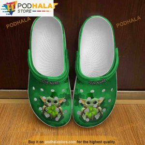 Personalized Shamrock Irish Baby Yoda 3D Funny Crocs