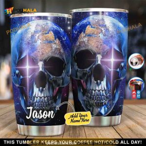 Personalized Skull Earth Gift Travel Custom Coffee Tumbler