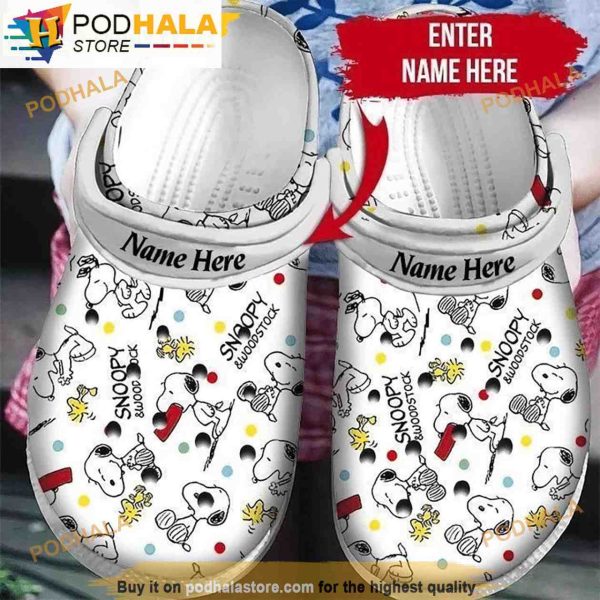 Personalized Snoopy And Woodstock 3D Funny Crocs Clog Shoes