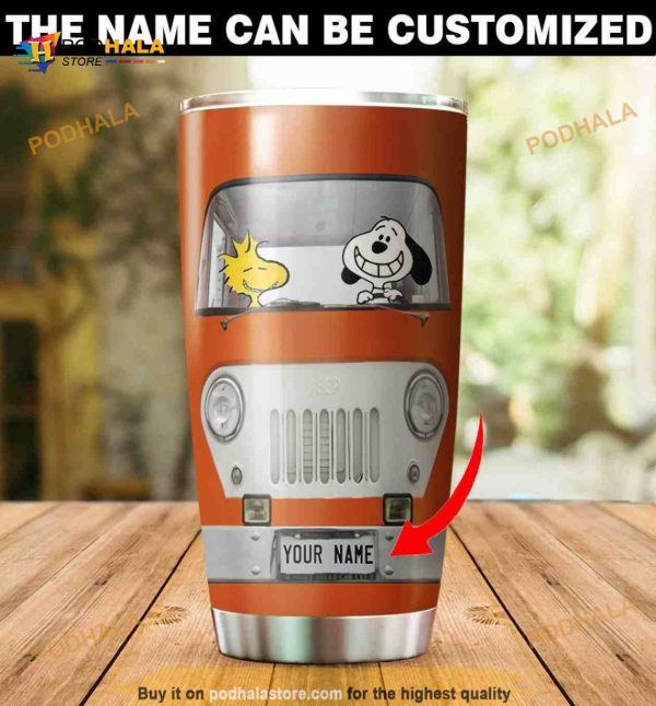 Personalized Snoopy Bus Gift Travel Custom Coffee Tumbler