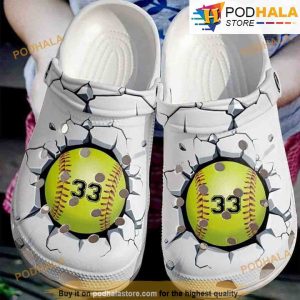 Personalized Softball Broken 3D Funny Crocs