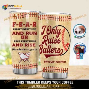 Personalized Softball Mom I Only Raise Ballers Custom Coffee Tumbler