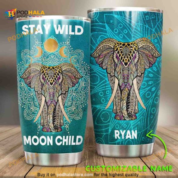 Personalized Stay Wild Moon Child Mandala Custom Coffee Tumbler
