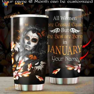Personalized Sugar Skull Girl Meta Cracks Art Custom Coffee Tumbler