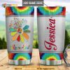 Personalized Sunflower Hippie Soul Metal Rainbow Custom Coffee Tumbler
