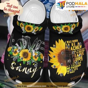 Personalized Teacher Sunflower Croc