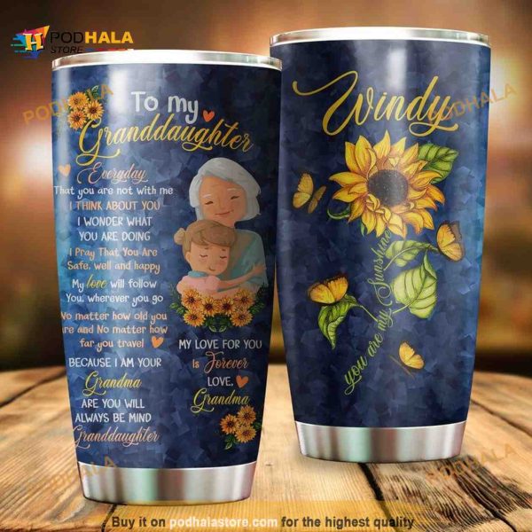 Personalized To My Granddaughter Sunflower Custom Coffee Tumbler