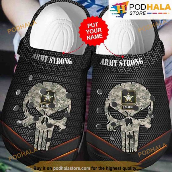 Personalized Us Army Skull 3D Funny Crocs