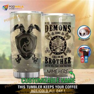 Personalized Viking Call On Me Brother Custom Coffee Tumbler
