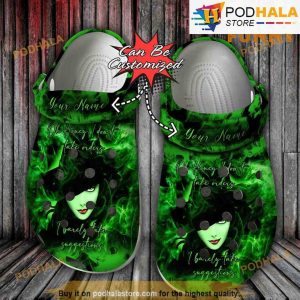 Personalized Witch Green 3D Funny Crocs Halloween, Smoke Clogs Shoes
