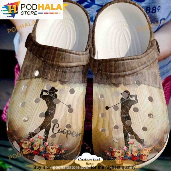 Personalized Wooden Band Golf 3D Funny Crocs