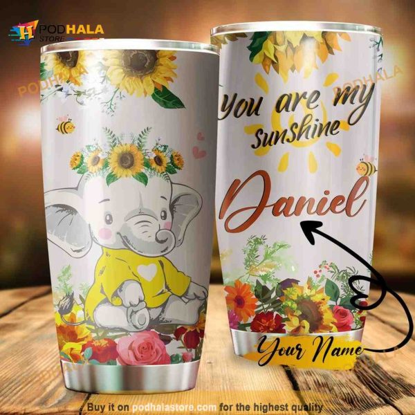 Personalized You Are My Sunshine Baby Elephas Custom Coffee Tumbler