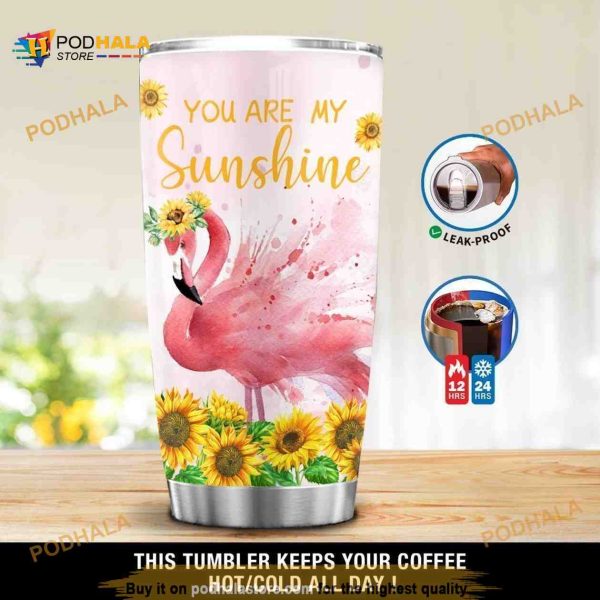 Personalized You Are My Sunshine Flamingo Custom Coffee Tumbler