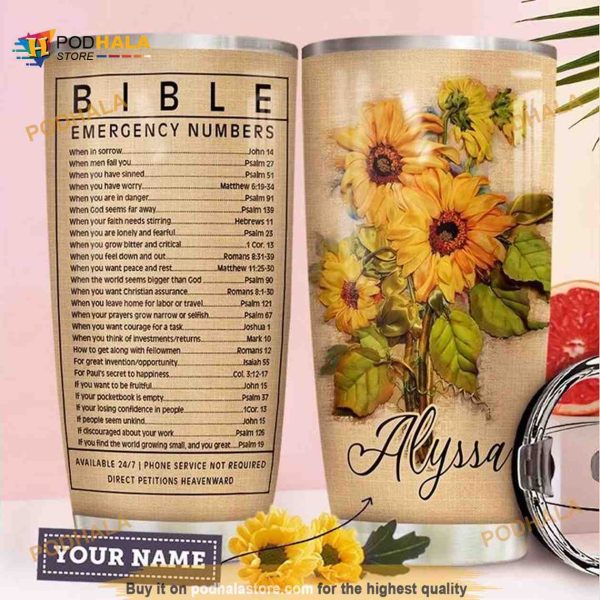 Personalizedzied Bible Number Study Jesus Christ Sunflower Printed Custom Coffee Tumbler