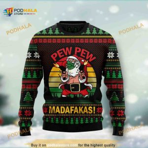 Pew Pew Madafakas Santa Claus All Over Printed Sweater