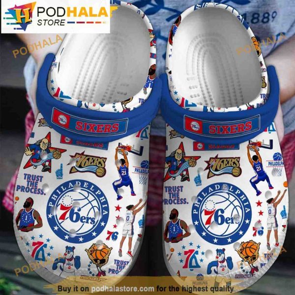 Philadelphia 76ers NBA White 3D Funny Crocs Clog Shoes