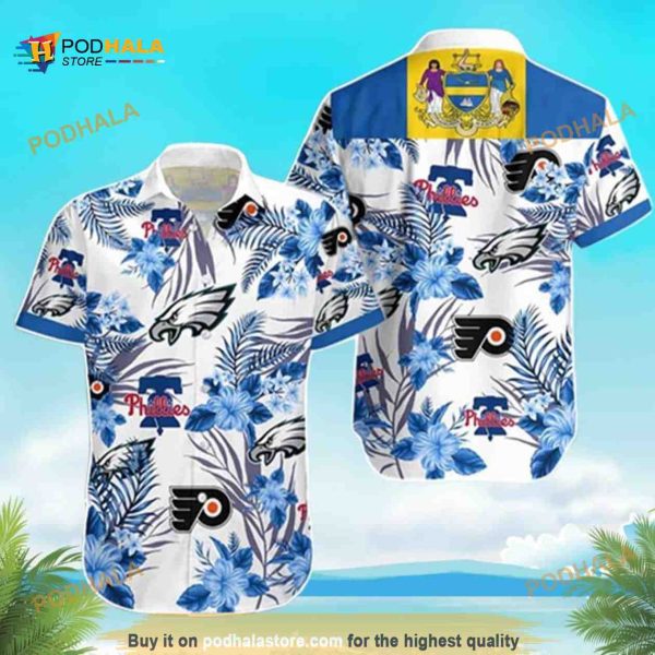 Philadelphia Eagles Hawaiian Shirt, Tropical Flower Pattern Gift For Football Fans