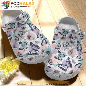 Picnic Butterfly White Pattern 3D Funny Crocs