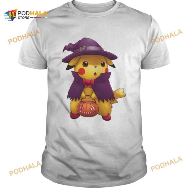 Pikaboo Pikachu Witch With Pumpkin Funny Halloween Shirt For Anime Fans