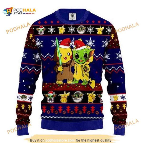 Pikachu And Yoda Christmas 3D Funny Ugly Sweater