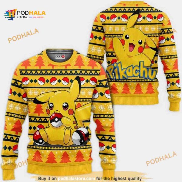 Pikachu Anime Pokemon Xmas Ugly Christmas Knitted Sweater