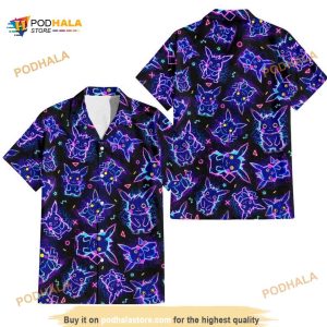 Pikachu Ghost Pokemon Hawaiian Shirt, Japanese Anime Birthday Aloha Shirt