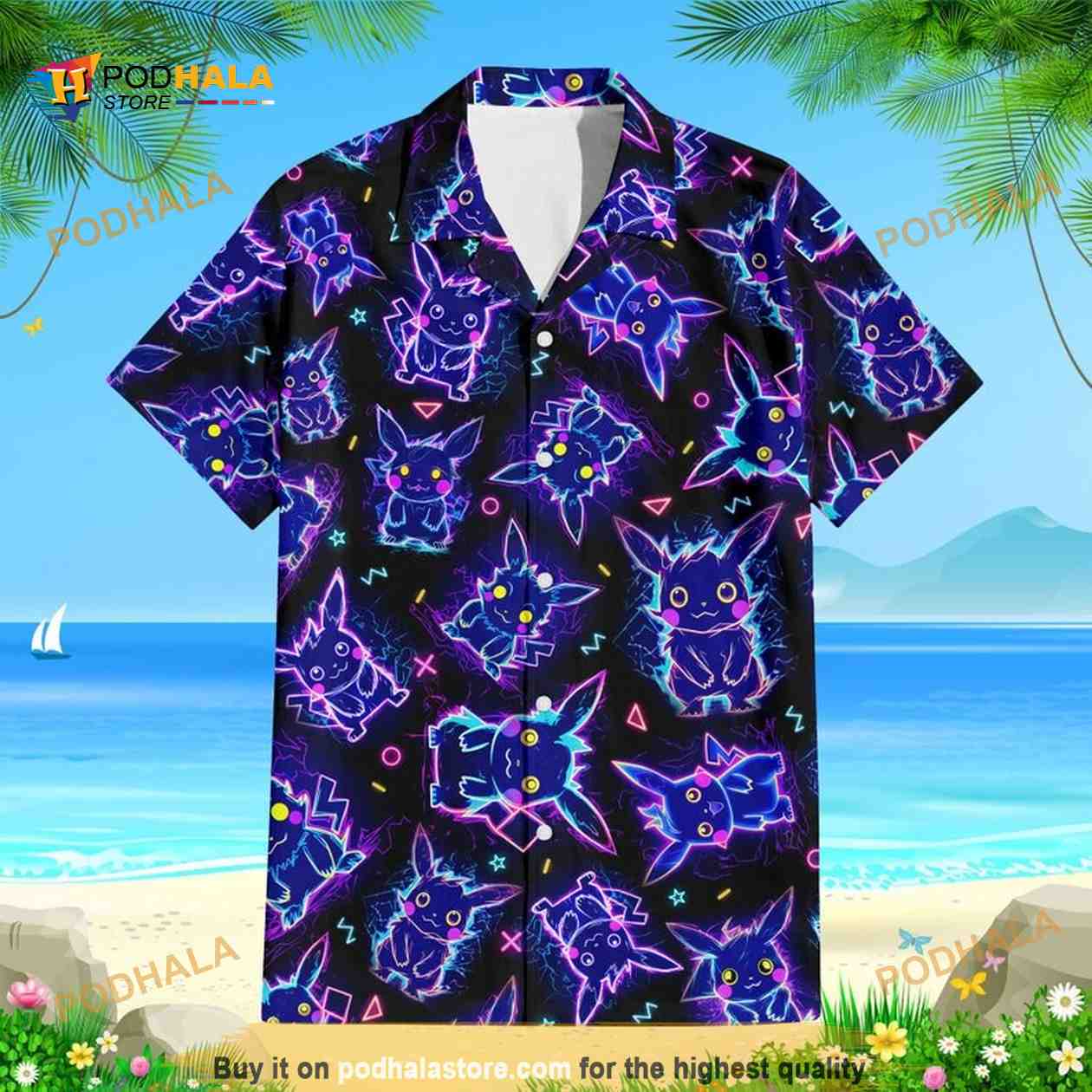 Pikachu Ghost Pokemon Hawaiian Shirt, Japanese Anime Birthday