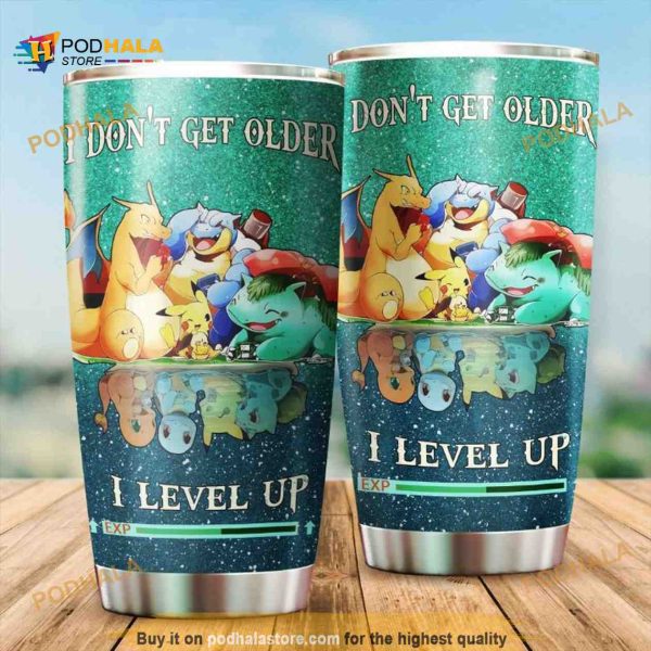 Pikachu I Level Up Coffee Tumbler All Over Print 3D 3D For Anime Fans