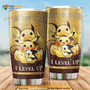 Pikachu I Level Up Gift For Pokemon Lovers Travel Coffee Tumbler
