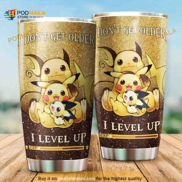 Pikachu I Level Up Gift For Pokemon Lovers Travel Coffee Tumbler