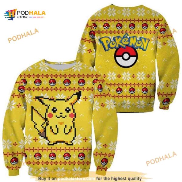 Pikachu Pokemon Ugly Christmas Custom Xmas Knitted Sweater