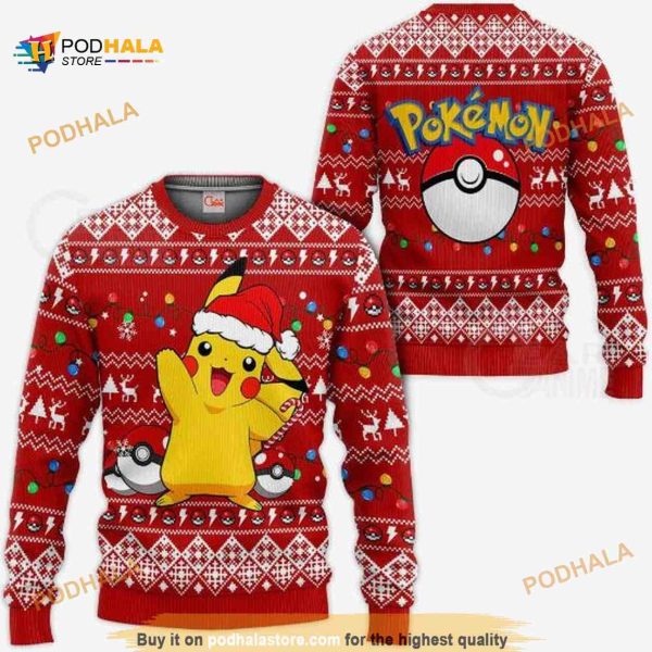 Pikachu Santa Ugly Christmas Pokemon Anime Xmas Knitted Sweater