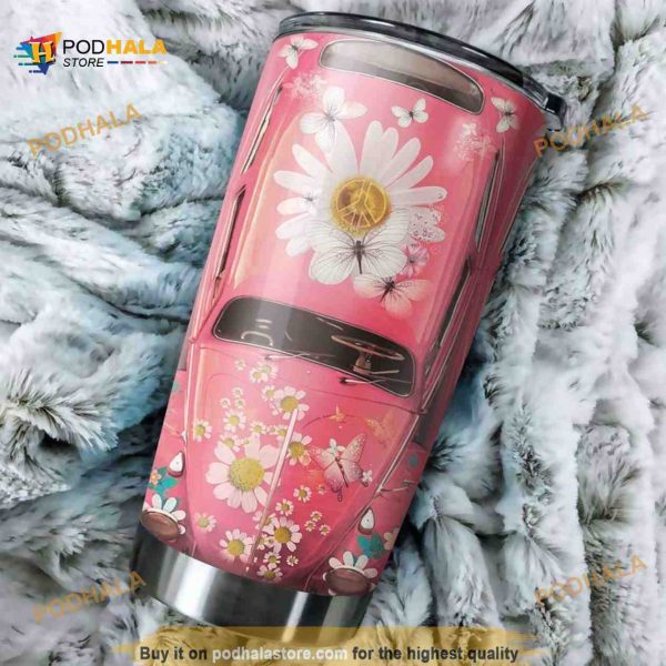 Pink Hippie Car Stainless Steel Cup Coffee Tumbler