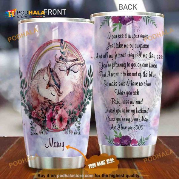 Pink Owl Personalized Gift Travel Coffee Tumbler All Over Print 3D